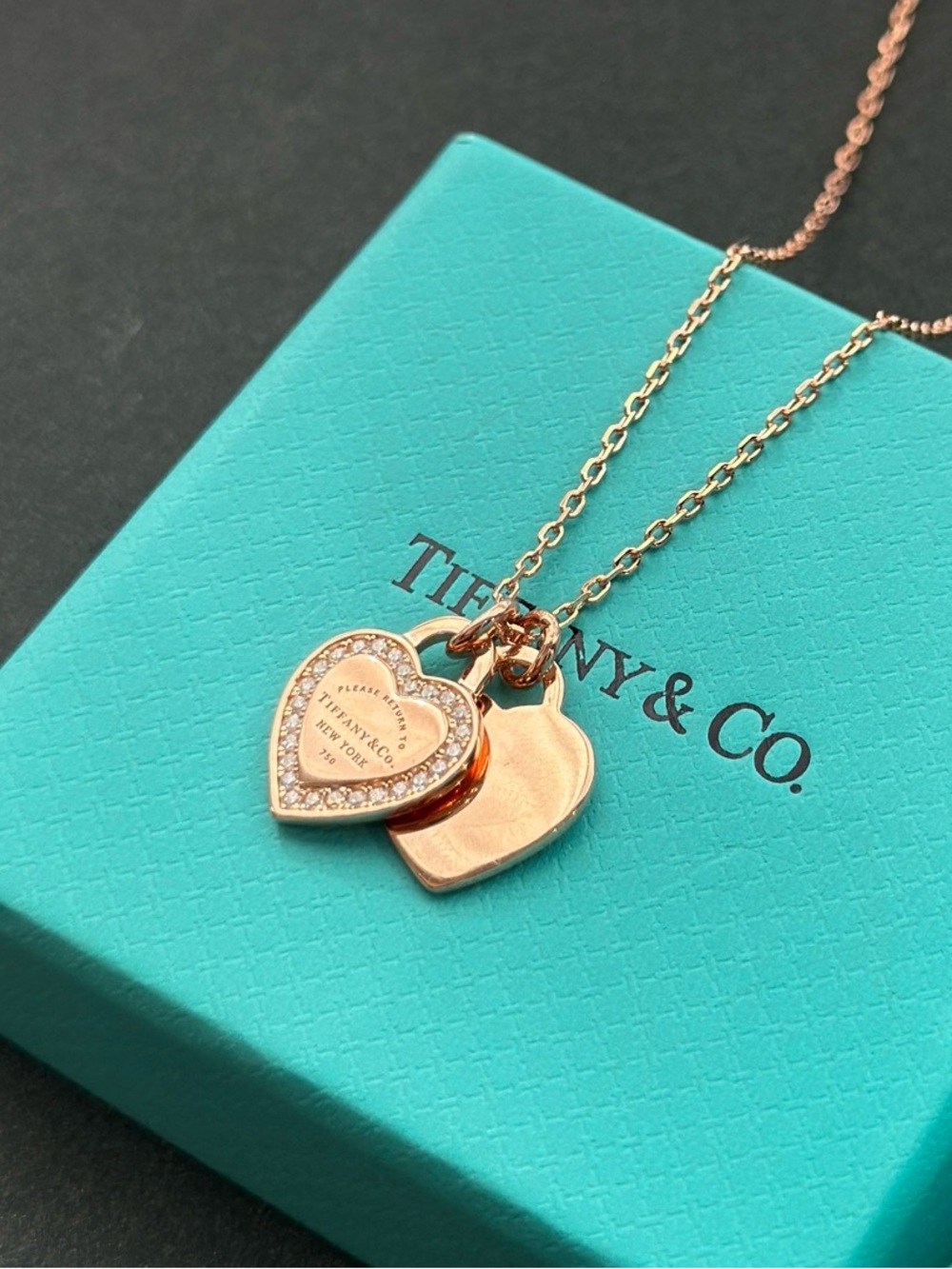 Tiffany & Co. Rose Gold Heart Tag Pendant Necklace